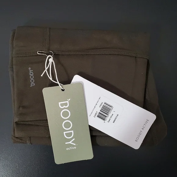 NWT BOODY EcoWear Motivate Full Length High Waist Tights - Dark Olive - Large - Picture 7 of 8